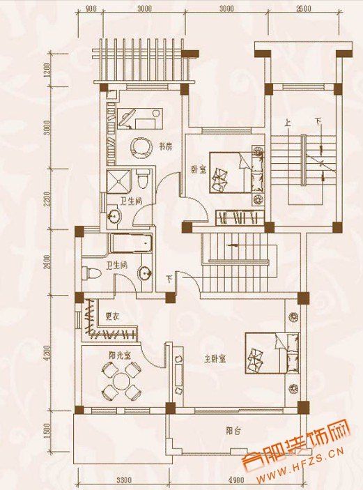 众安·绿色港湾D1 layer：2-3二层平面图4室2厅3卫 182平米.jpg