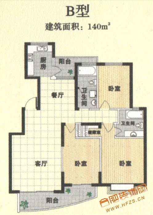 B型 3室2厅2厨1卫  140平米.jpg
