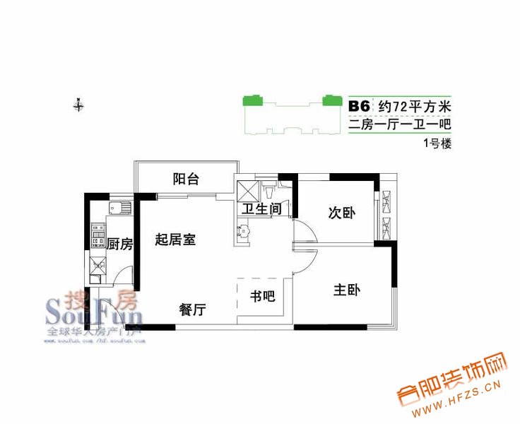 2室1厅1厨1卫 72M