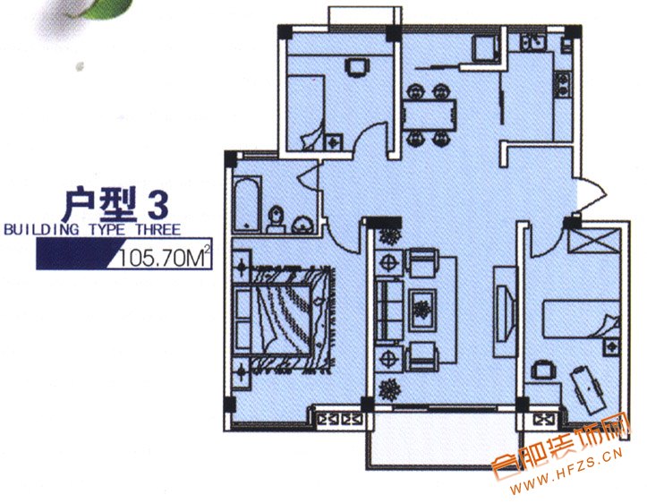 2室2厅1厨2卫 105M