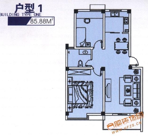 2室2厅1厨1卫 85M