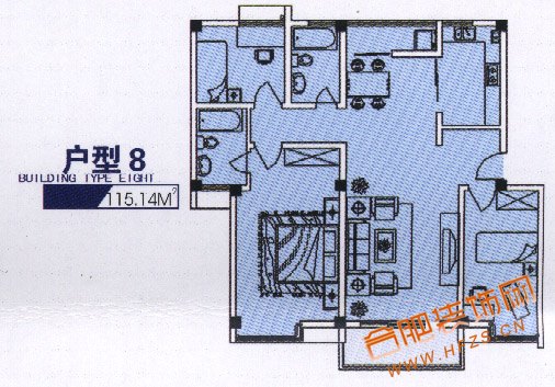 3室2厅1厨2卫 115M