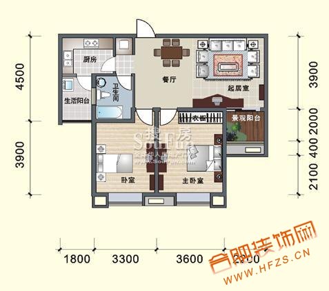 户型A2(2室2厅1卫1厨).jpg